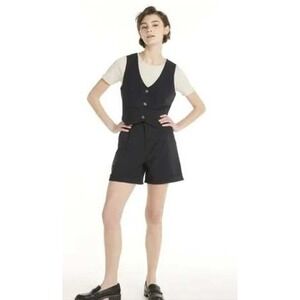 Madden NYC‎ Vest Romper Sleeveless Buttoned Black Shorts Two Piece Medium